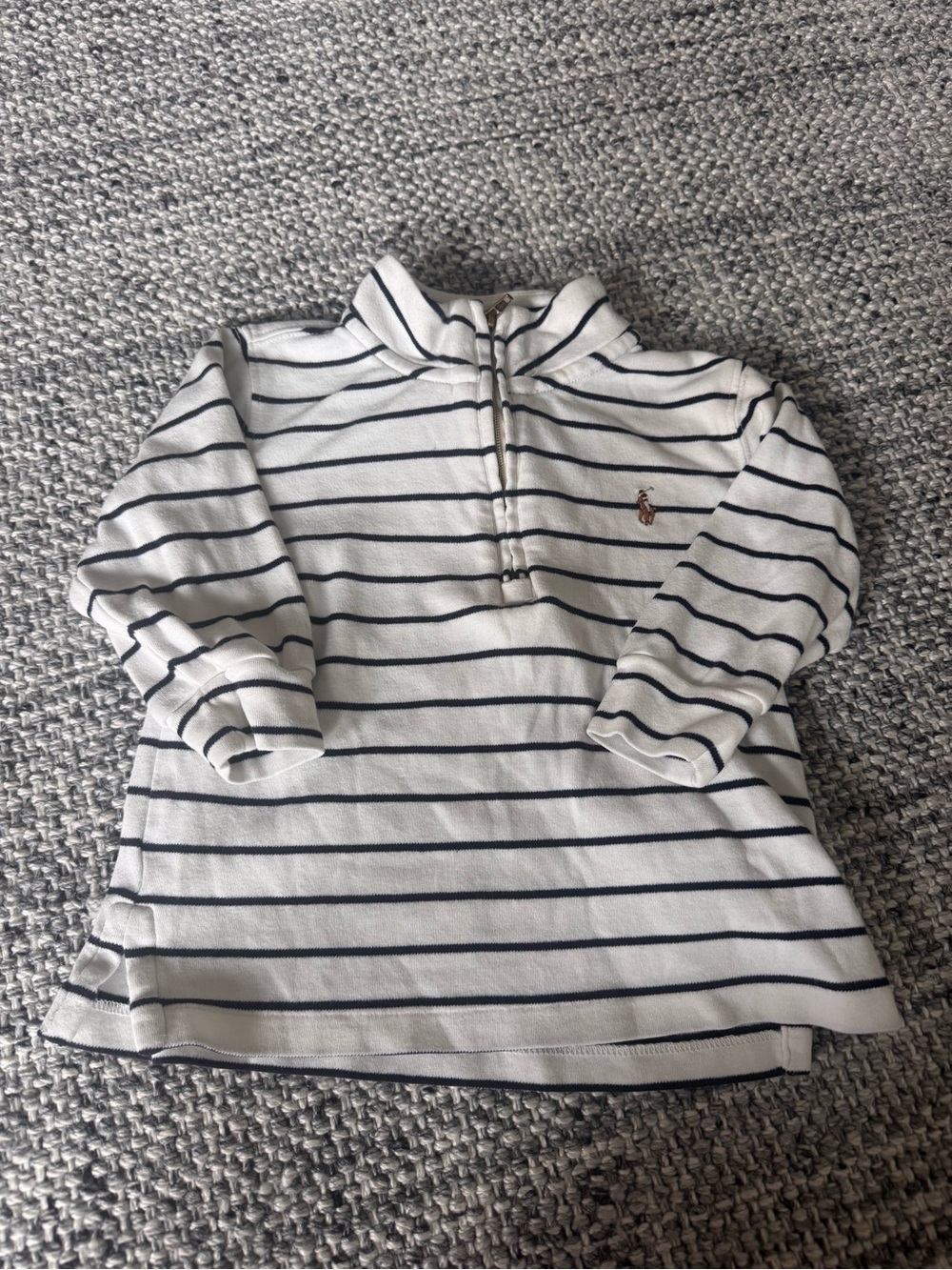 Ralph Lauren White and Navy Striped Half-Zip Pullover